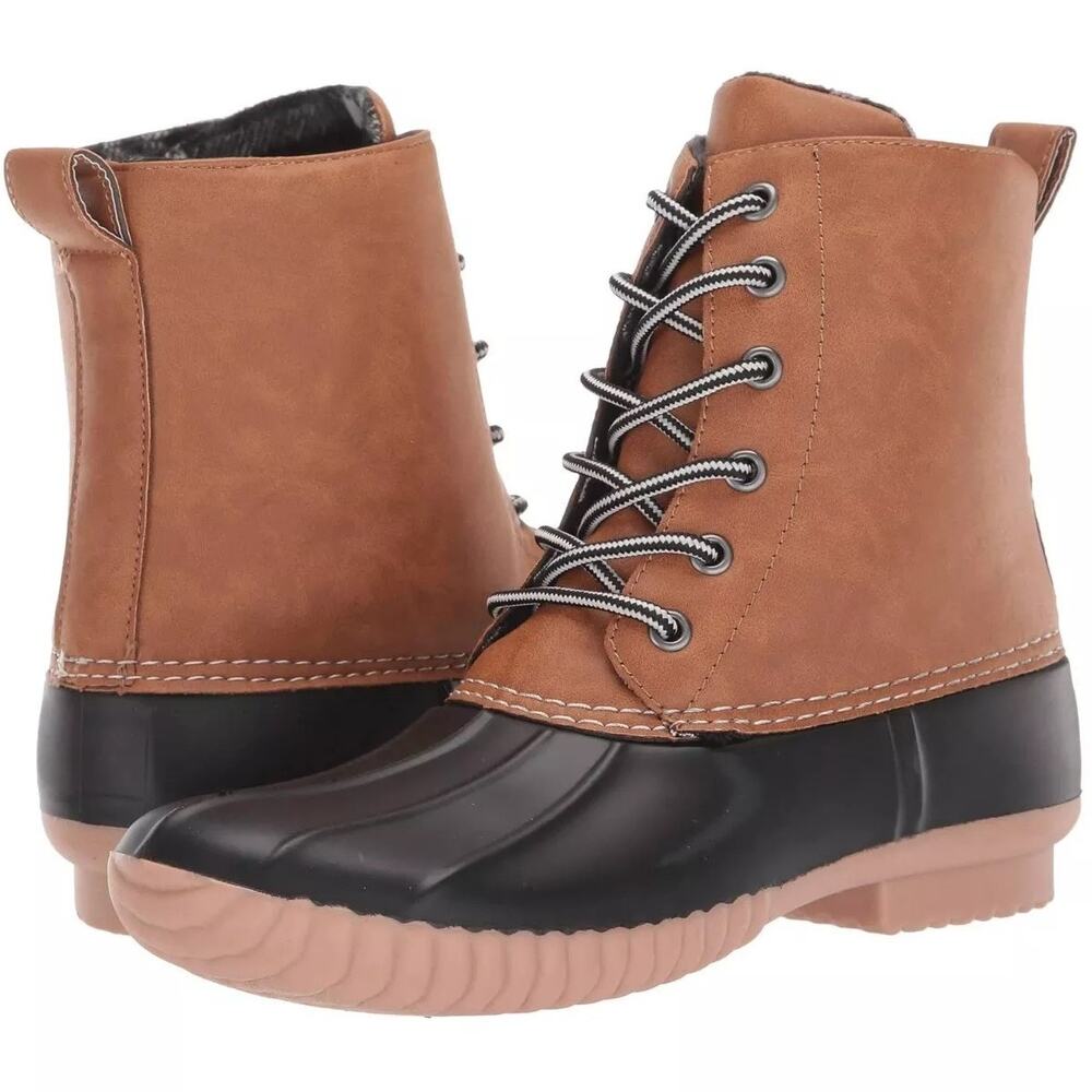 Report Women Upton Insulated Duck Boots Size US 9 Tan Brown Faux Leather
